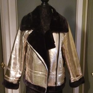 BlankNYC Metallic Jacket with Faux Fur lining sz Large